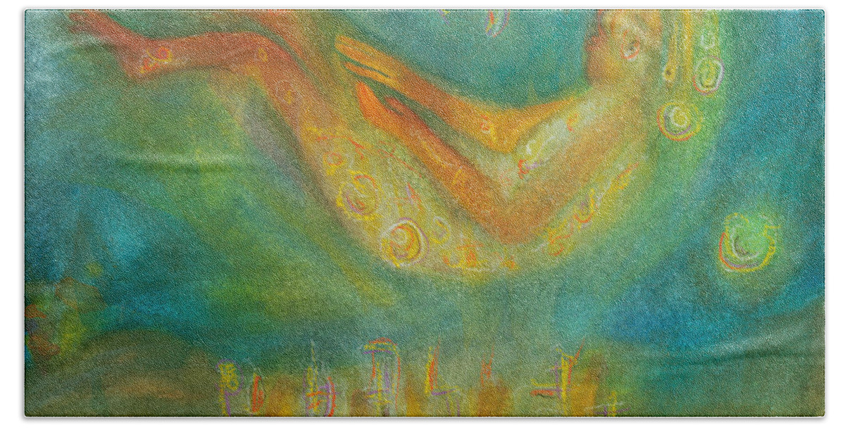 Dreaming Hand Towel featuring the painting Dreaming the light of a new dawning by Suzy Norris