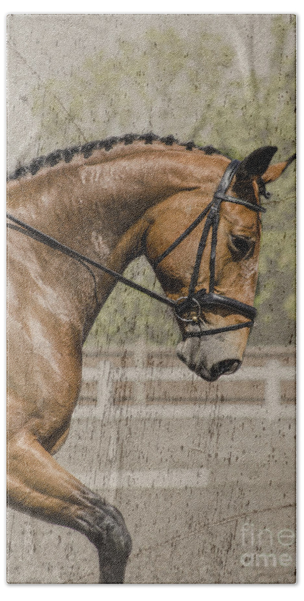Equestrian Hand Towel featuring the photograph Dressage horse by Linsey Williams