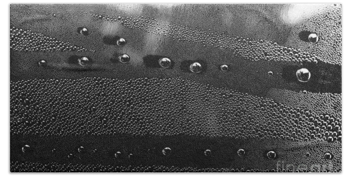 Blaminsky Bath Towel featuring the photograph Drops on metal surface by Jaroslaw Blaminsky