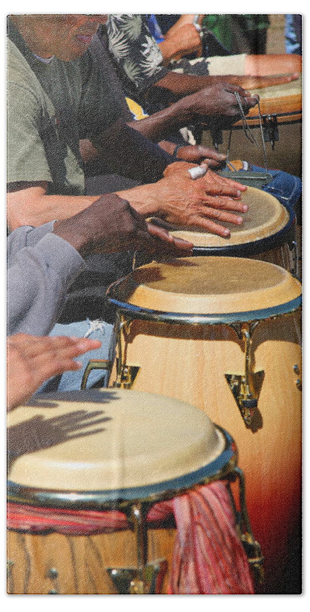 Drums Hand Towel featuring the photograph Drum Jammin in Golden Gate Park by Robert Woodward