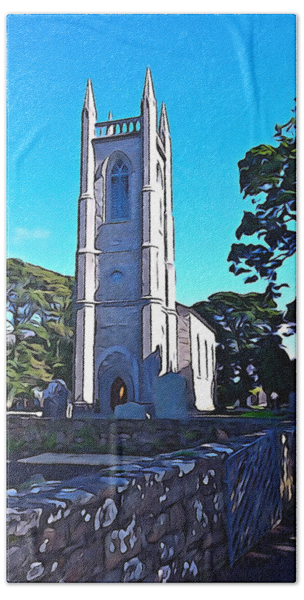 Steeple Hand Towel featuring the photograph Drumcliff Steeple by Norma Brock