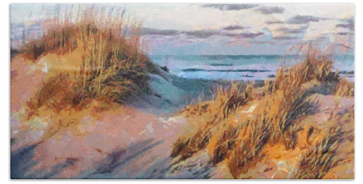 Ocean Bath Towel featuring the painting Dunes by Lynne Jenkins