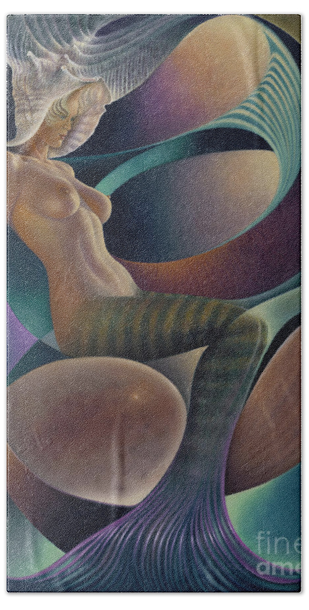 Nude-art Bath Towel featuring the painting Dynamic Queen 6 by Ricardo Chavez-Mendez