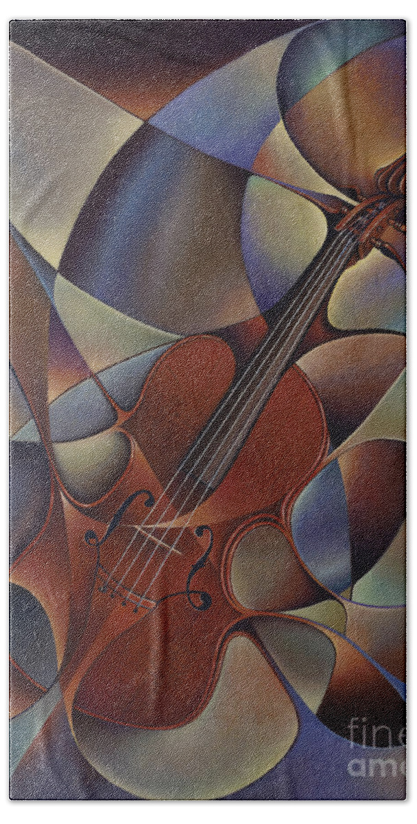 Violin Bath Towel featuring the painting Dynamic Violin by Ricardo Chavez-Mendez