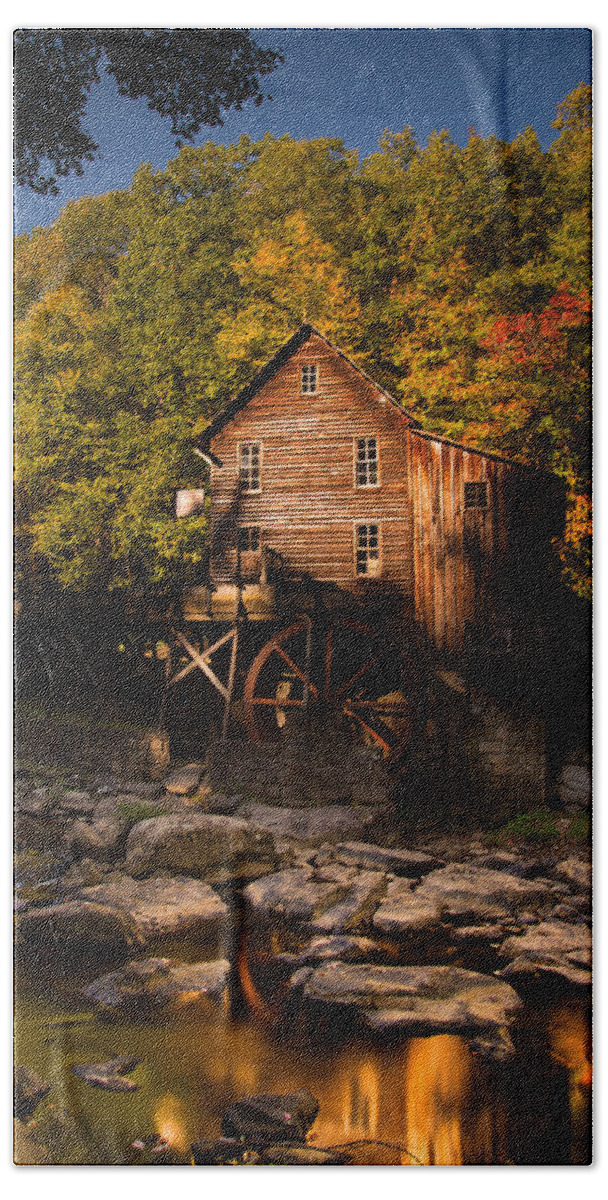 Glade Creek Grist Mill Hand Towel featuring the photograph Early Autumn at Glade Creek Grist Mill by Shane Holsclaw