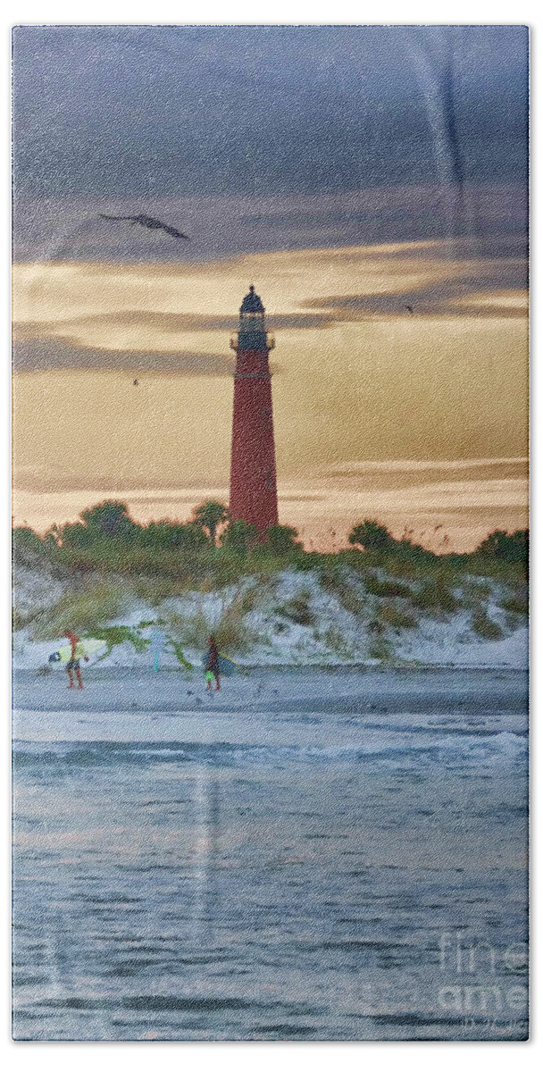 Lighthouse Bath Towel featuring the photograph Early Evening Sky by Deborah Benoit