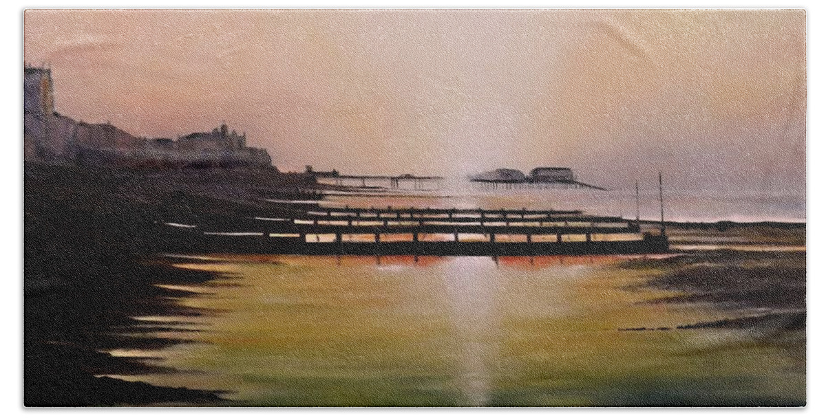 Cromer Hand Towel featuring the painting Early Morning Cromer by Barry BLAKE