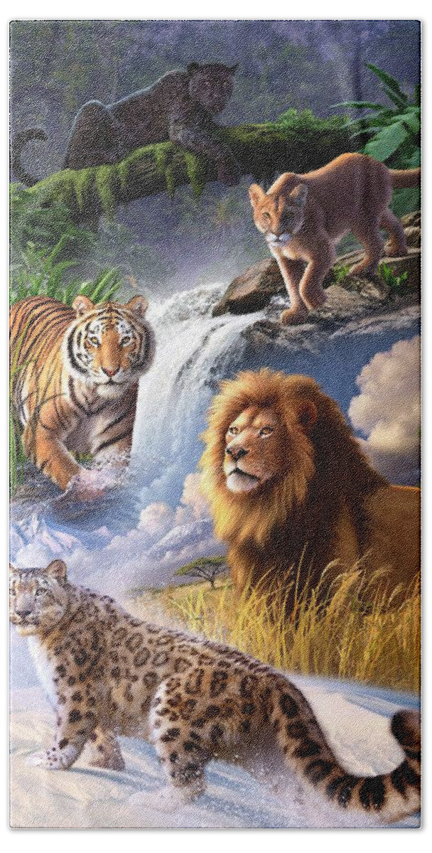Big Cats Hand Towel featuring the digital art Earth Day 2013 poster by Jerry LoFaro