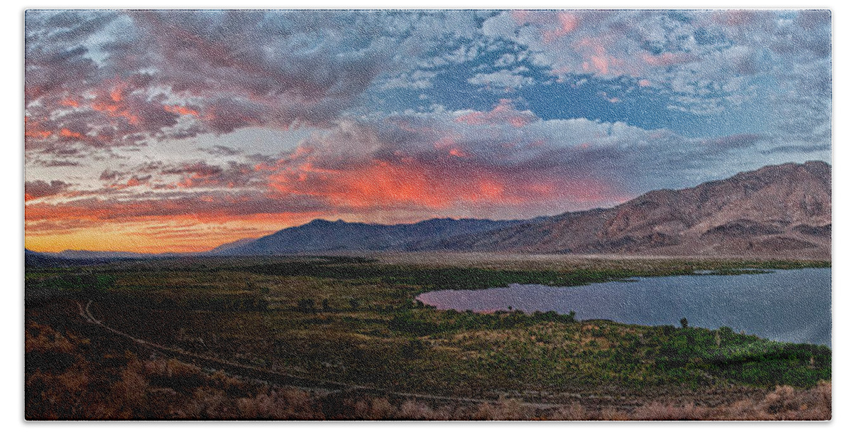 Sunset Hand Towel featuring the photograph Eastern Sierra Sunset by Cat Connor