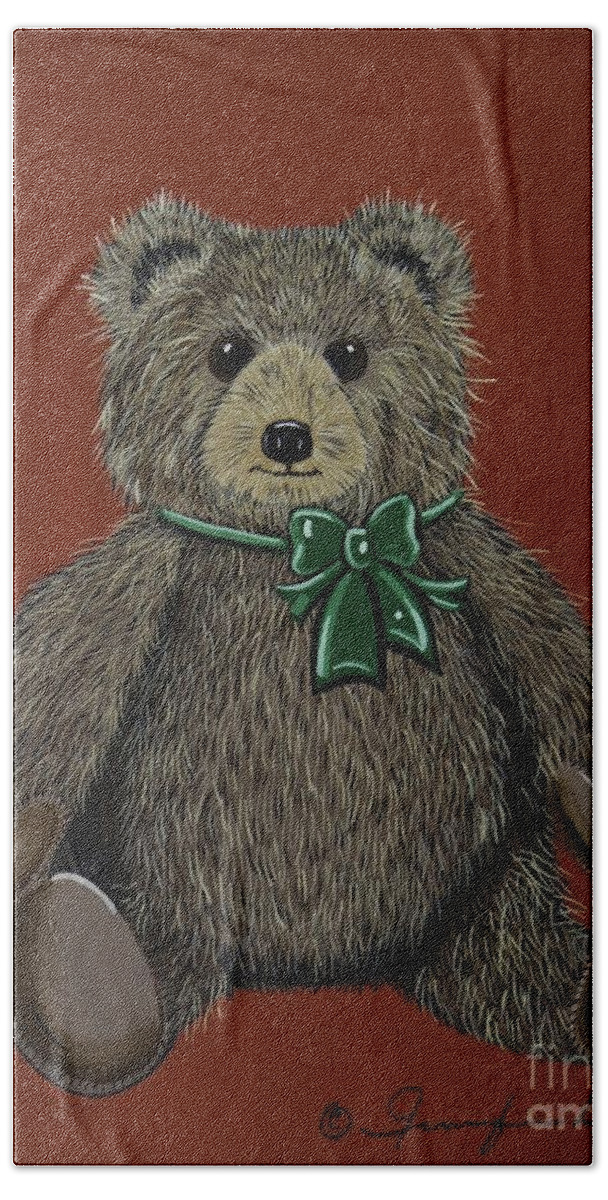 Teddy Bear Hand Towel featuring the painting Easton's Teddy by Jennifer Lake