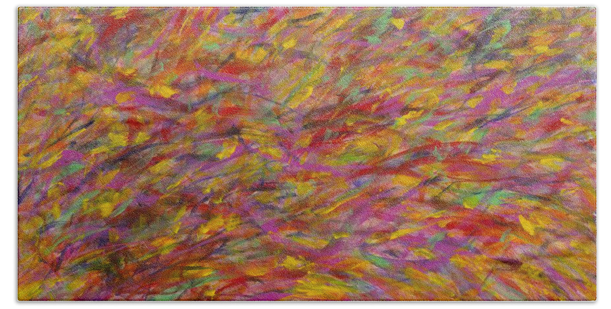 Abstract Hand Towel featuring the painting Easy Flow by Angela Bushman