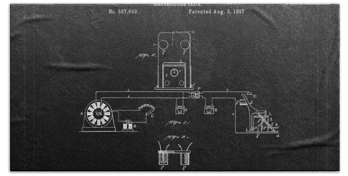 Electric Chair Bath Towel featuring the photograph Electric Chair Patent 6 by Andrew Fare