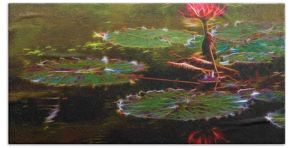 Abstract Bath Towel featuring the photograph Electric Lily Pad by Beth Sargent