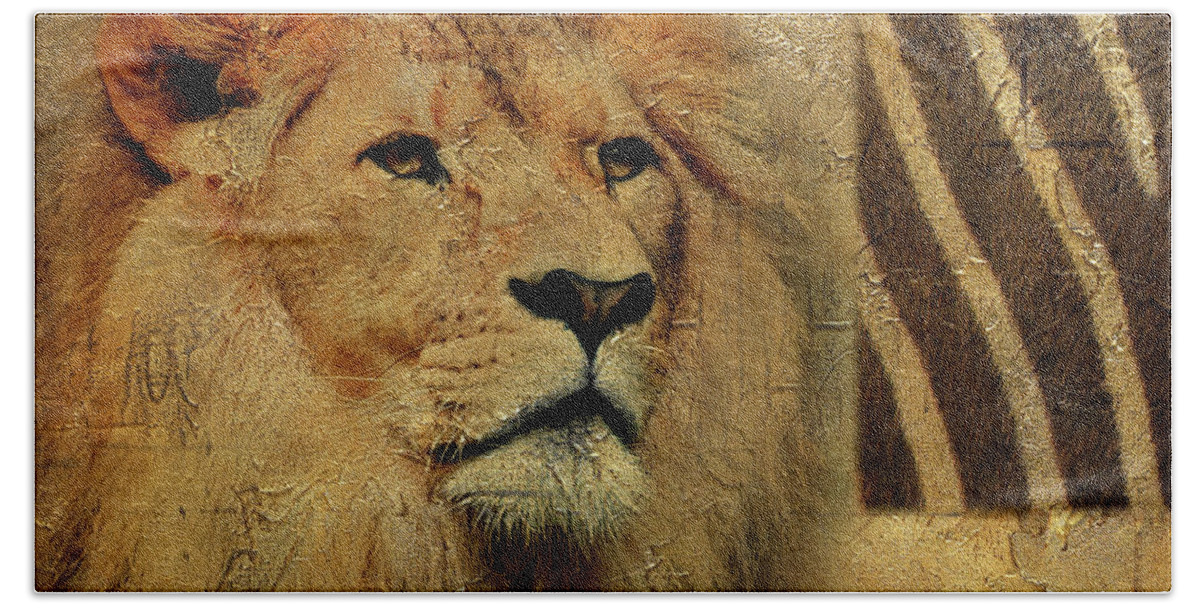 Elegant Hand Towel featuring the digital art Elegant Safari II (lion) by Patricia Pinto