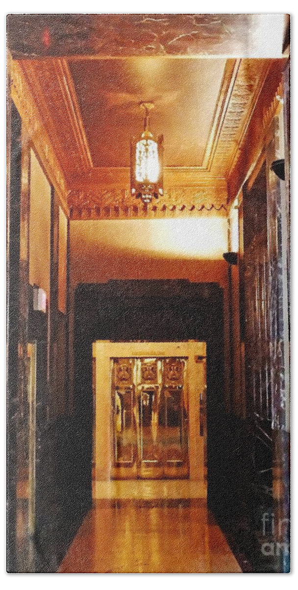 Gold Bath Towel featuring the photograph Elevator Louisiana State Capitol by Lizi Beard-Ward