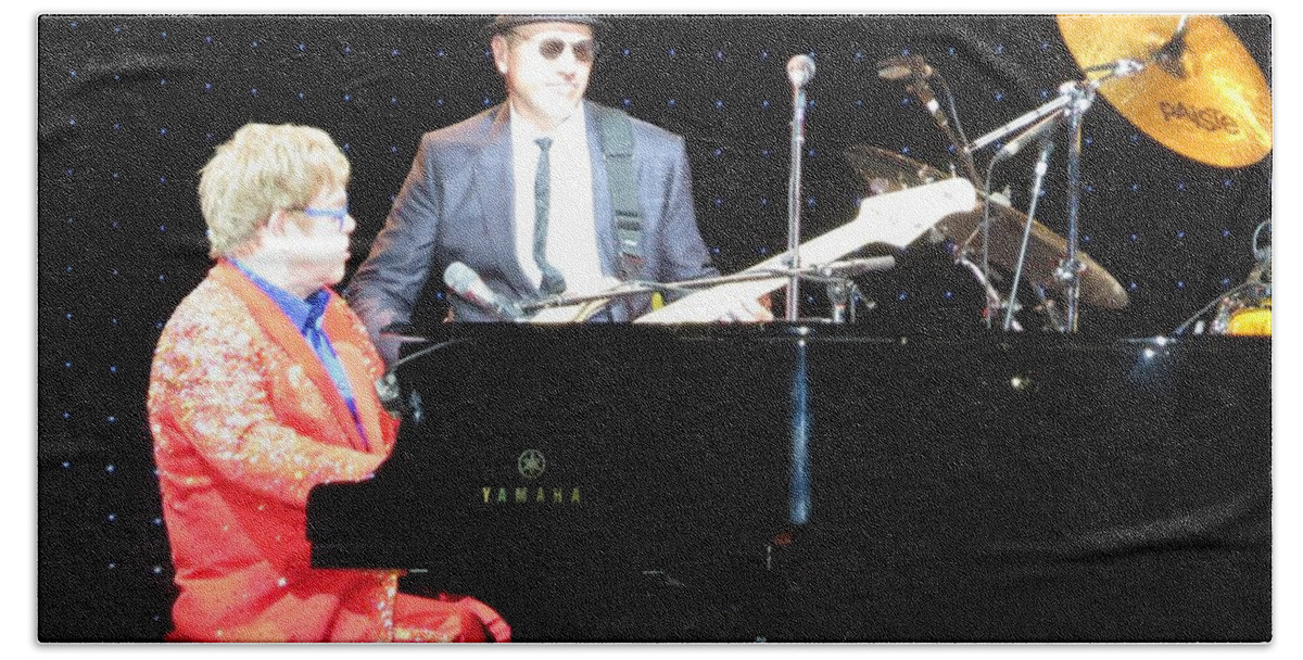 Elton Hand Towel featuring the photograph Elton Plays the blues in Macon GA by Aaron Martens