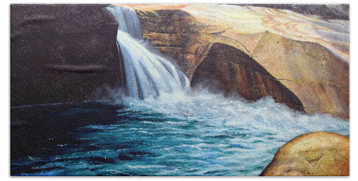 Emerald Pool Bath Towel featuring the painting Emerald Pool by Frank Wilson