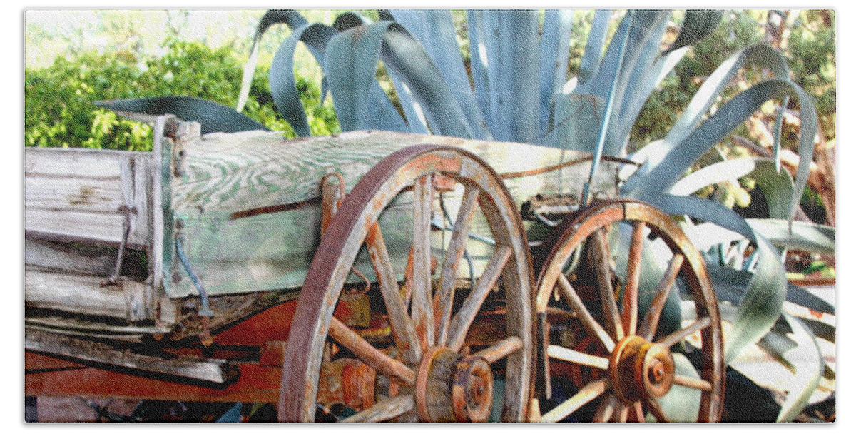 Wagon Hand Towel featuring the photograph End Of The Trail by Tina Meador
