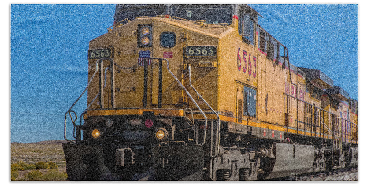 Cargo Hand Towel featuring the photograph Engine No 6563 by Jerry Fornarotto