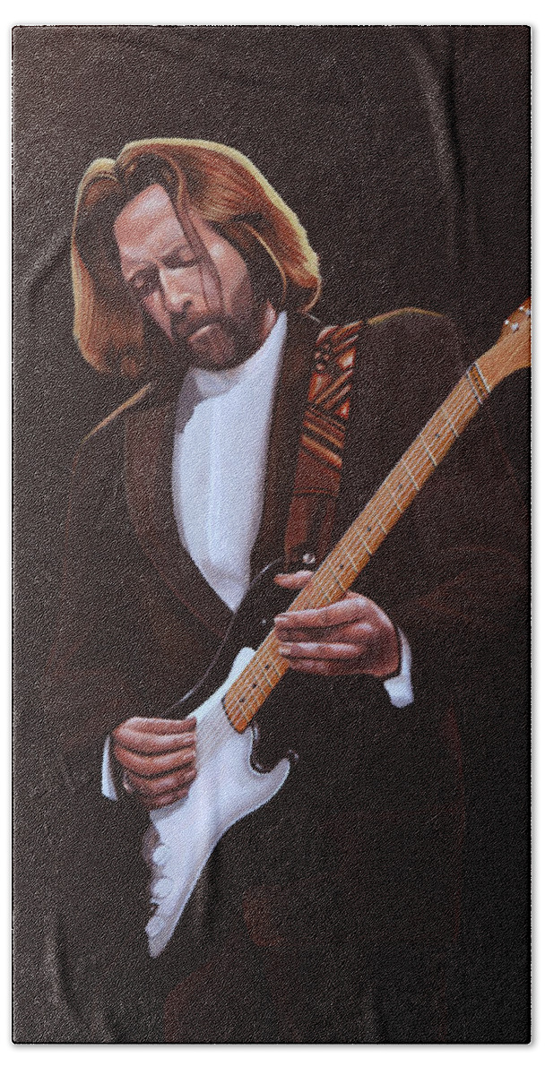 Eric Clapton Bath Sheet featuring the painting Eric Clapton Painting by Paul Meijering
