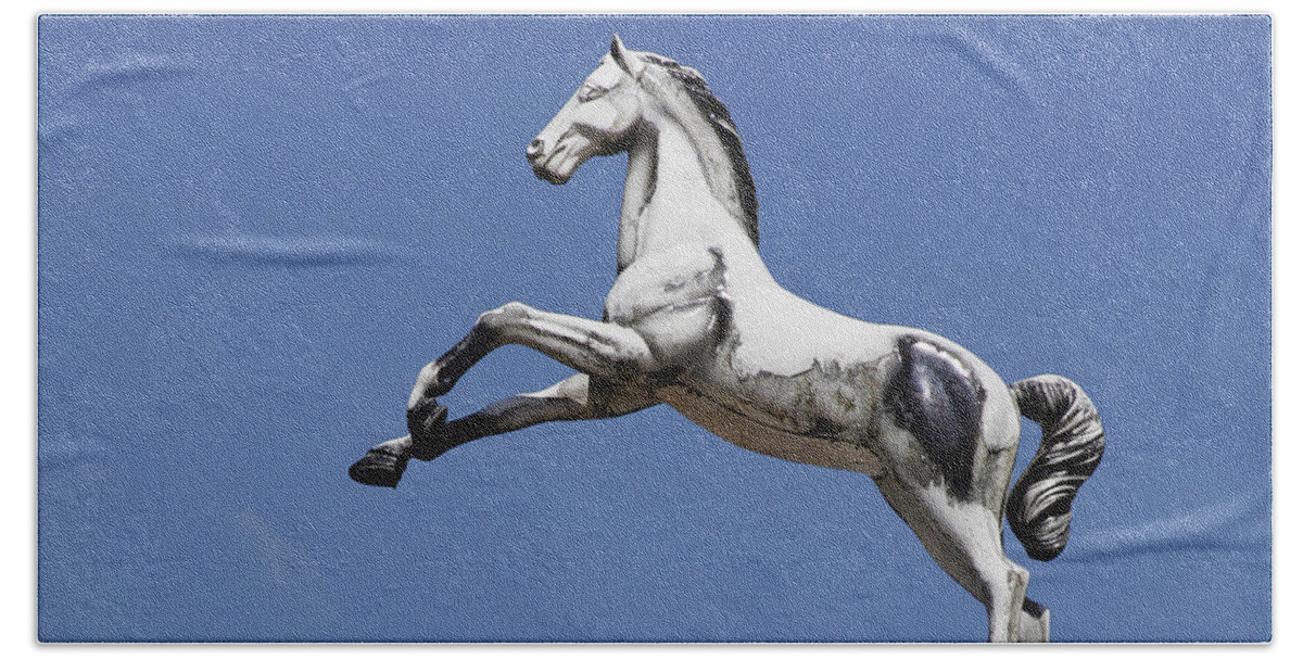 Carousel Hand Towel featuring the photograph Escaped carousel horse by Steve Ball