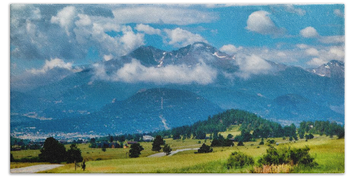 Estes Park Bath Towel featuring the photograph Estes Park from Glen Haven 2 by Robert Meyers-Lussier