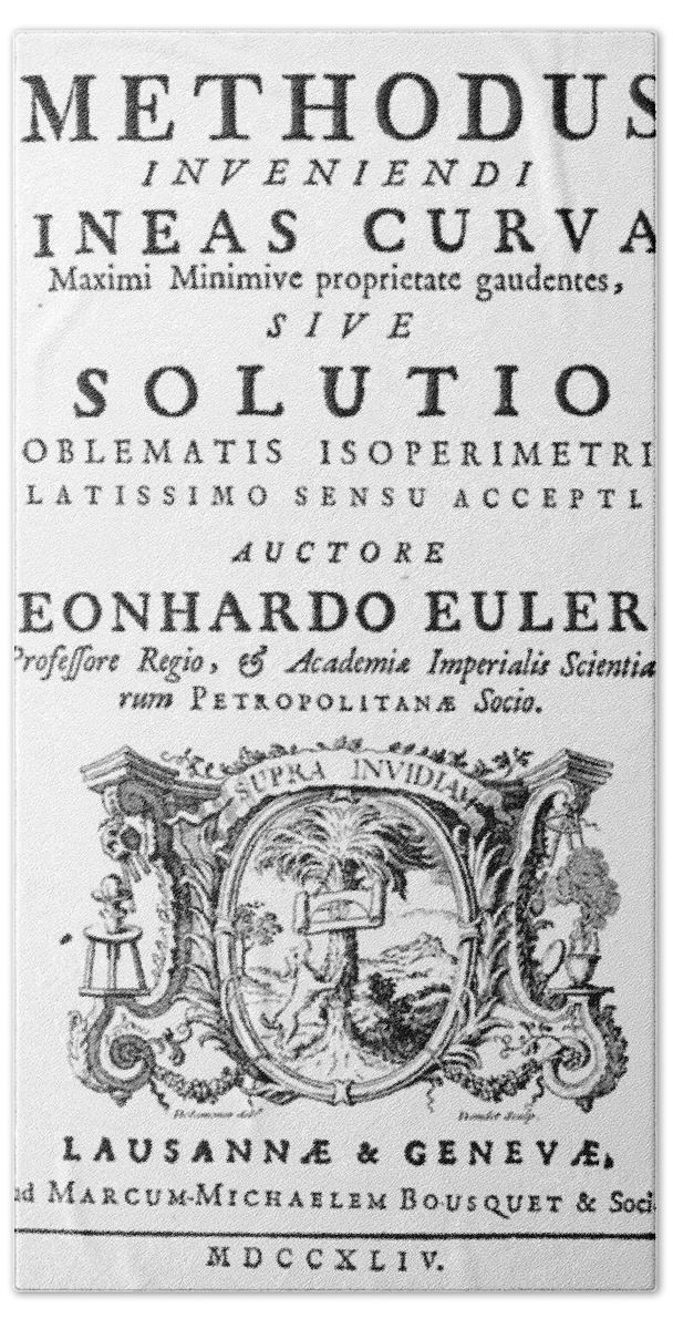 1744 Bath Towel featuring the painting Euler Title-page, 1744 by Granger