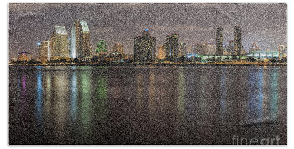 California Hand Towel featuring the photograph Evening on San Diego Harbor by Sandra Bronstein