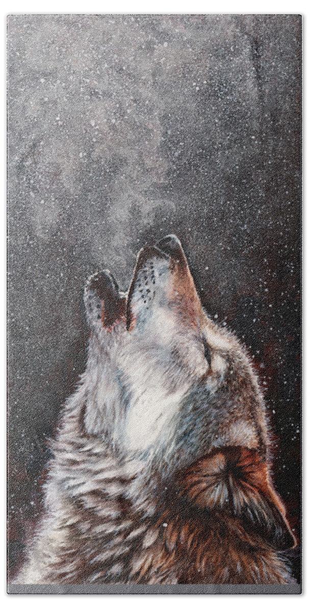 Wolf Bath Towel featuring the painting Every Breath I Take by Peter Williams