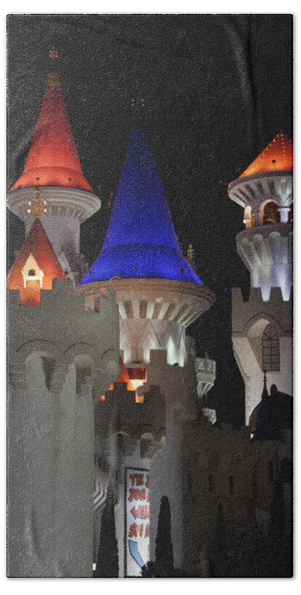 Excalibur Bath Towel featuring the photograph Excalibur Casino After Midnight by Ivete Basso Photography