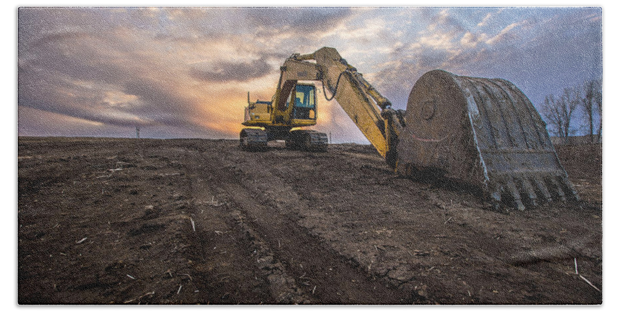 Excavator Hand Towel featuring the photograph Excavator by Aaron J Groen