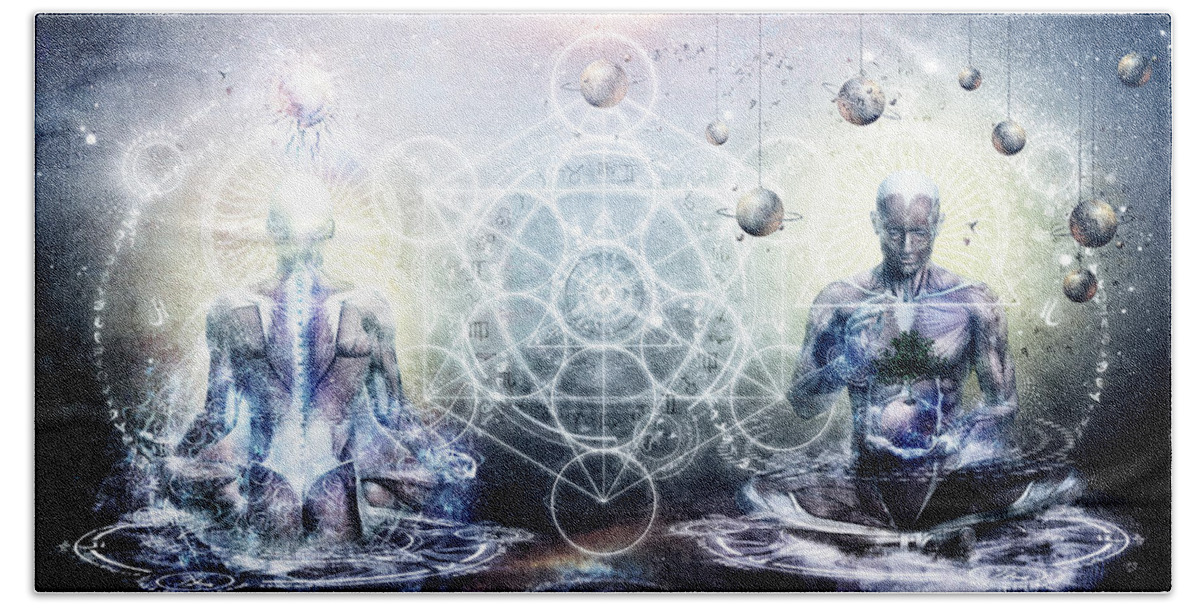 Spiritual Bath Sheet featuring the digital art Experience So Lucid Discovery So Clear by Cameron Gray