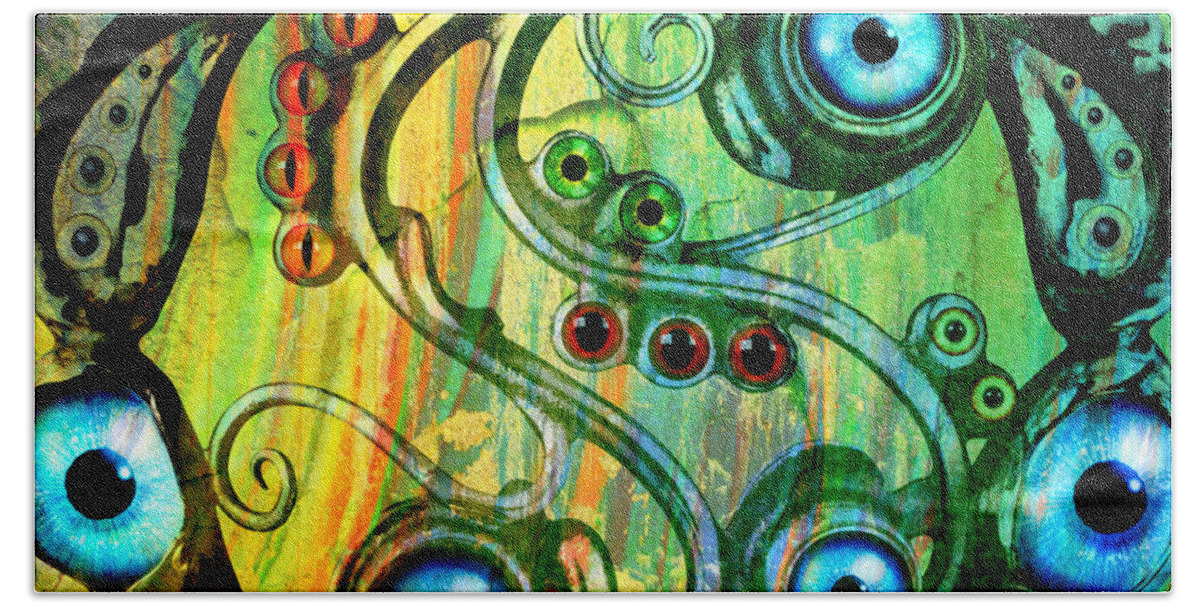 Eyes Hand Towel featuring the mixed media Eye Understand by Ally White