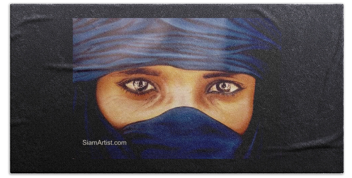 Eyes Bath Towel featuring the painting Eyes by Sukalya Chearanantana