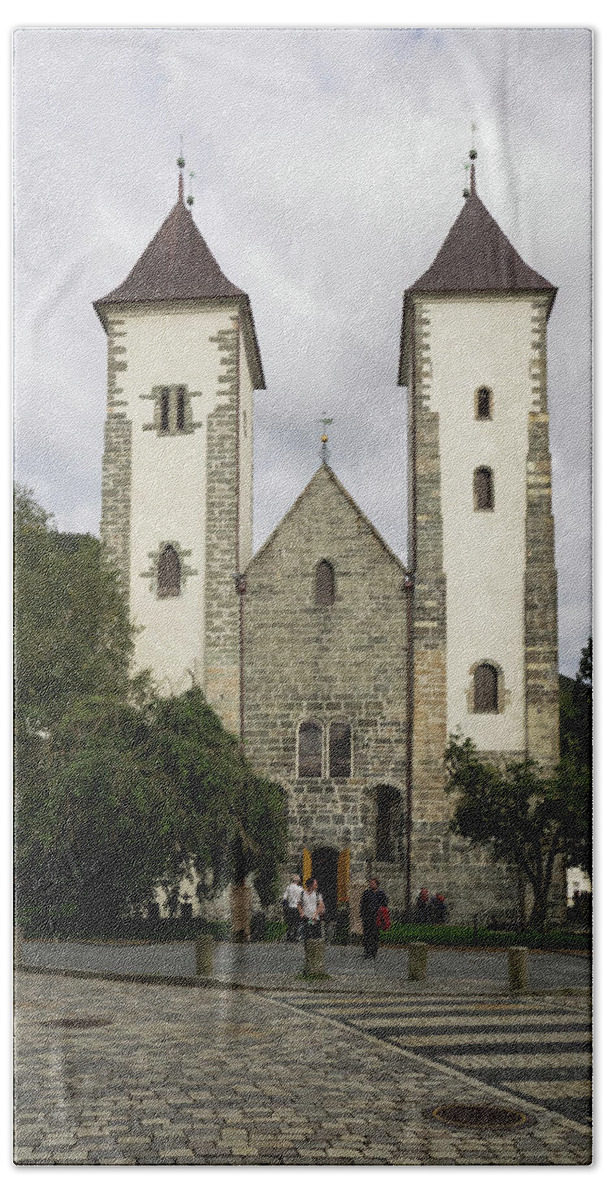 Photography Bath Towel featuring the photograph Facade Of St Marys Church, Bergen by Panoramic Images