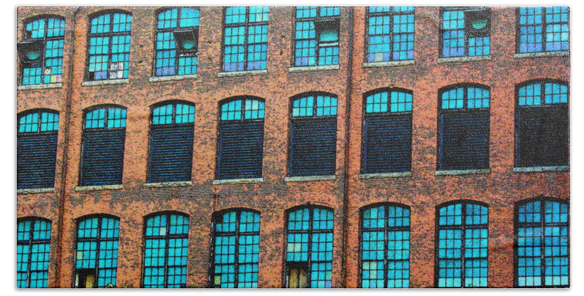 Fine Art Bath Towel featuring the photograph Factory Windows by Rodney Lee Williams