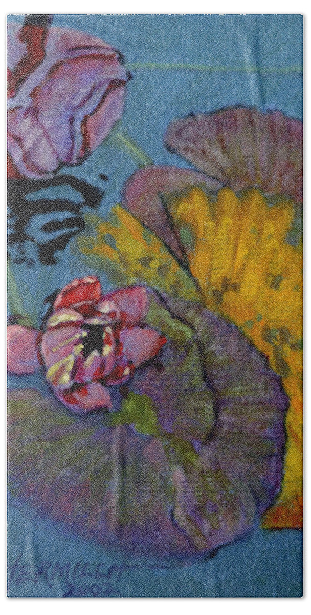 Water Lily Bath Towel featuring the painting Fall Lily by John Lautermilch