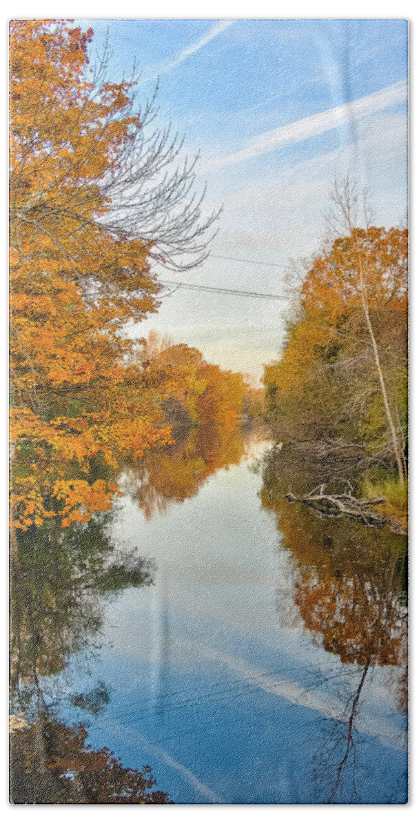 Michigan Hand Towel featuring the photograph Fall on the Red Cedar by Lars Lentz