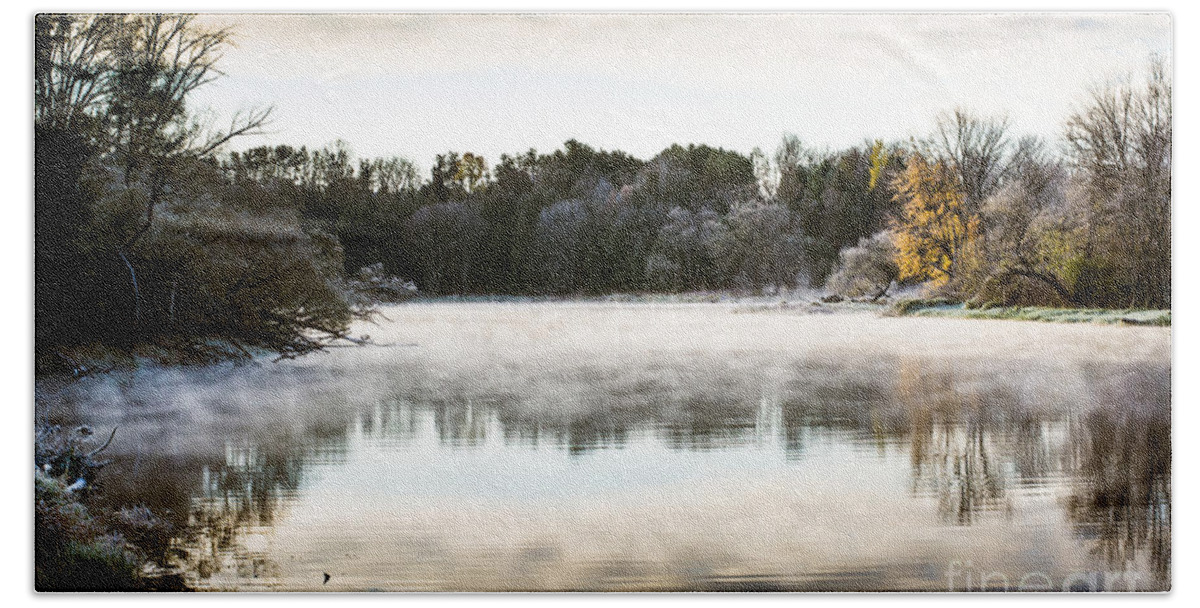 River Bath Towel featuring the photograph Fall scene on the Mississippi by Cheryl Baxter