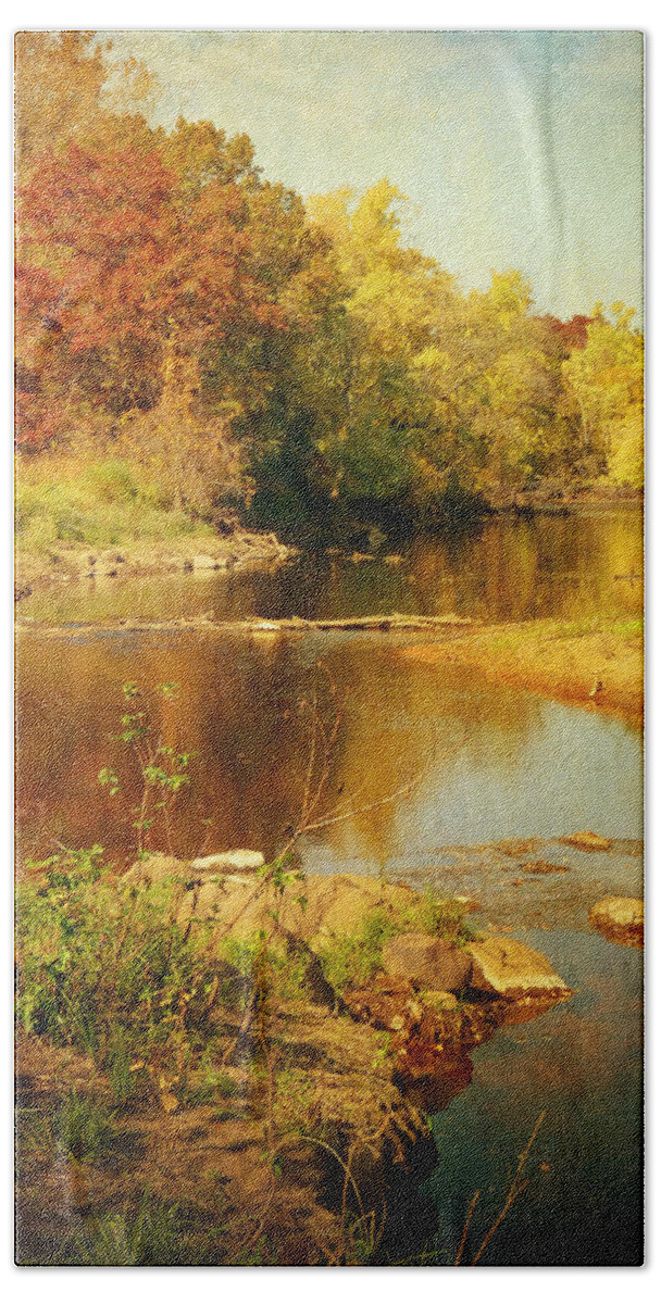 Water Hand Towel featuring the photograph Fall Time at Rum River by Lucinda Walter