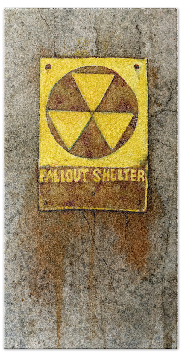 Fallout Shelter Bath Towel featuring the painting Fallout Shelter #1 by Jennifer Creech