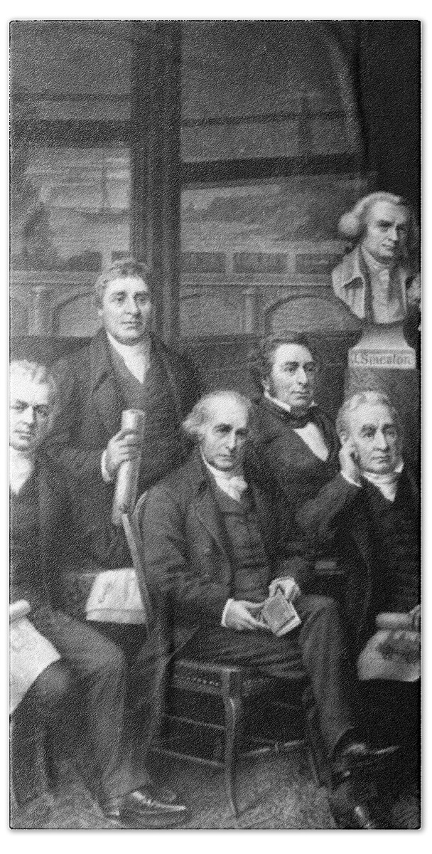 19th Century Bath Towel featuring the painting Famous Engineers by Granger