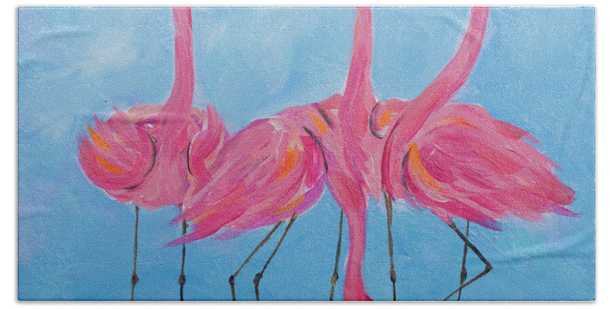 Fancy Hand Towel featuring the digital art Fancy Flamingos II by Sundance D