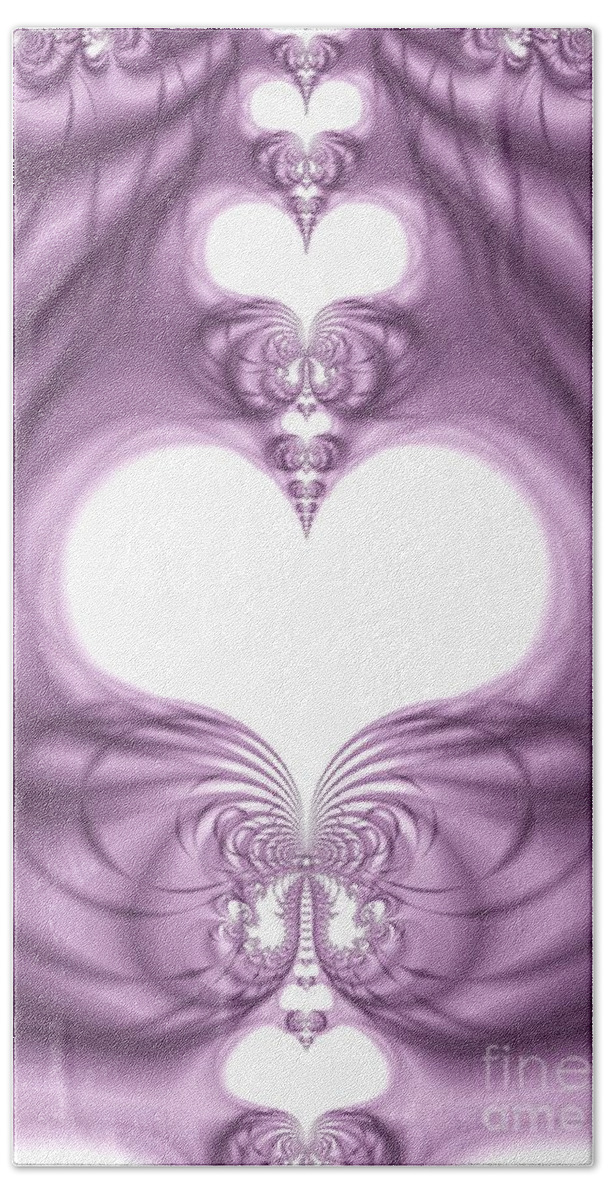 Purple Hand Towel featuring the digital art Fantasy Hearts by Sharon Woerner