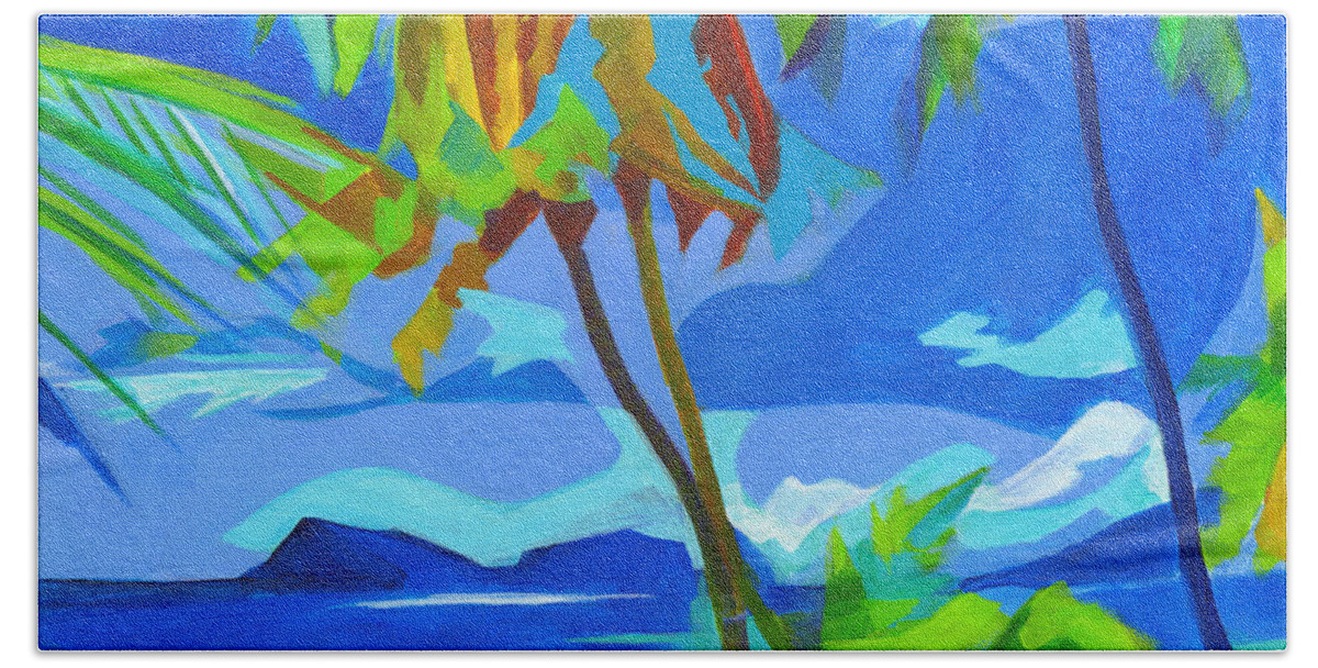 Tanya Filichkin Hand Towel featuring the painting Dream Islands. Maui by Tanya Filichkin