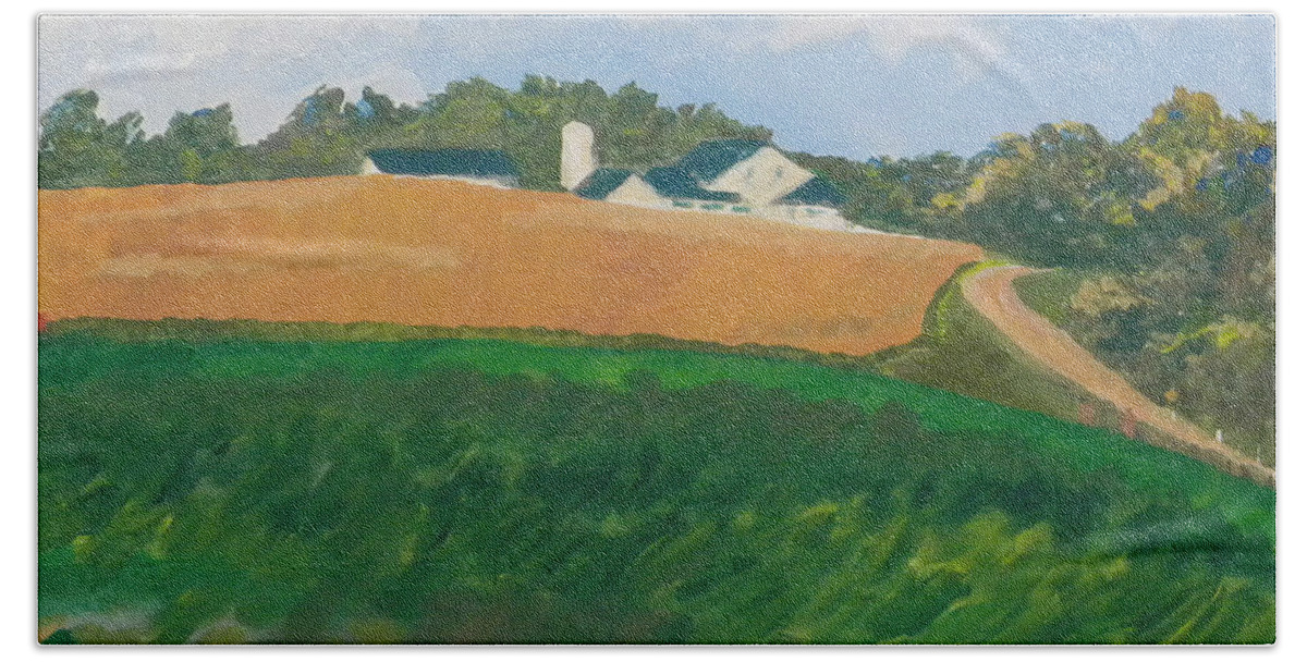 Indiana Landscape Bath Towel featuring the painting Farm on Moore Road by Daniel Gale