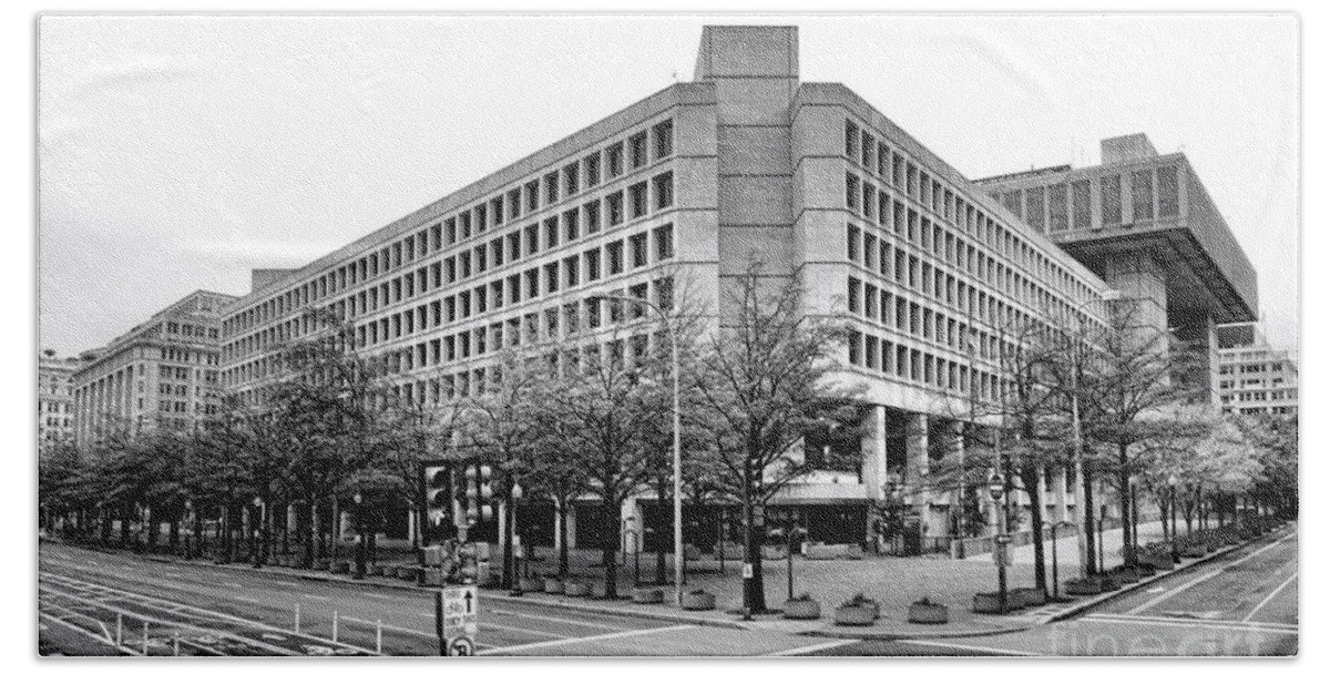 Fbi Hand Towel featuring the photograph FBI Building Front View by Olivier Le Queinec