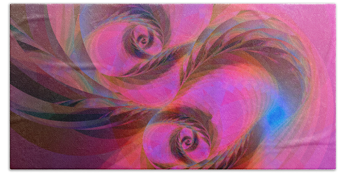 Abstract Hand Towel featuring the digital art Feathers in the Wind by Judi Suni Hall