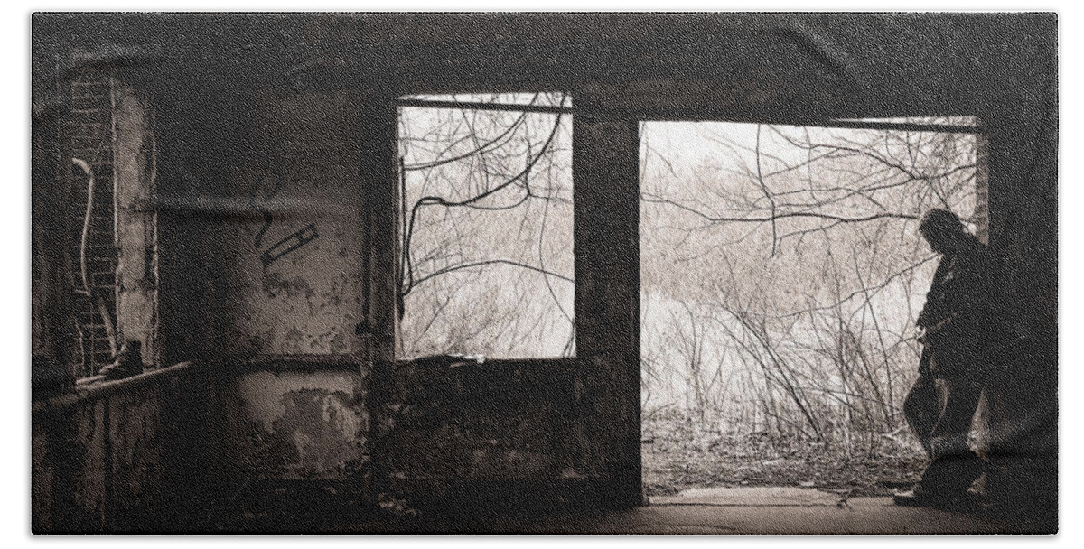 Abandoned Hand Towel featuring the photograph February - Comfortable Seclusion - Self Portrait by Gary Heller