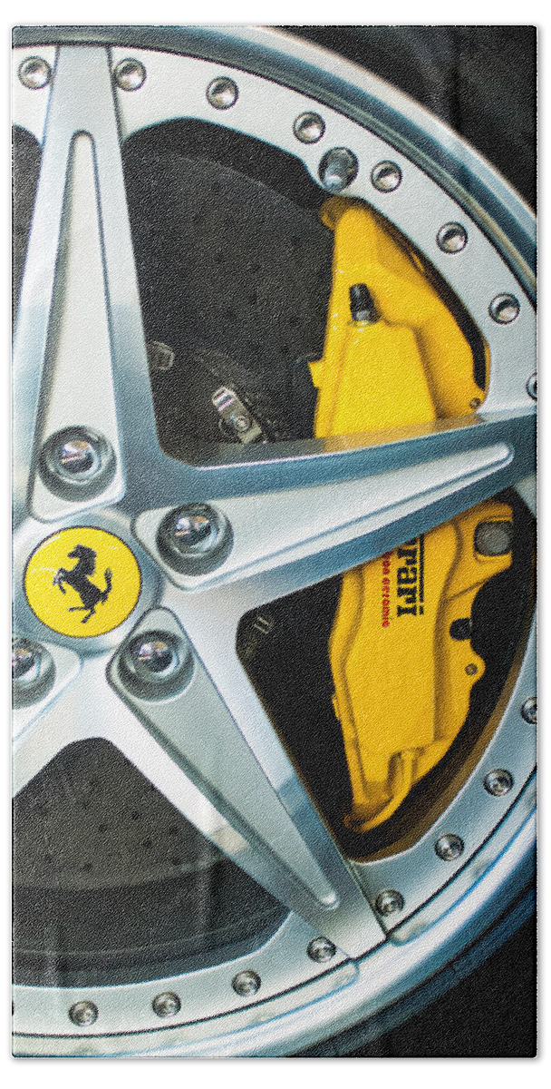 Ferrari Bath Sheet featuring the photograph Ferrari Wheel 3 by Jill Reger